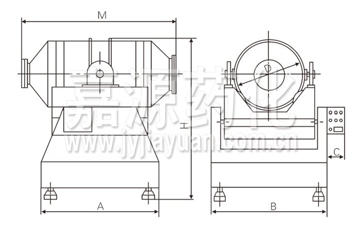 二維運動混合機結構示意圖 二維運動混合機結構示意圖
